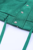 Green Faux Suede Button Down Cropped Jacket