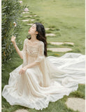 Lovefery Secret Love Ceremony Romantic Royalcore Long Train Dress