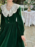 Lovefery Treasures of Old Towns Vintage Academia Velvet Dress