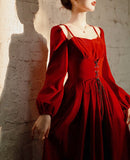 Lovefery Raven Le Doux Romantic Royalcore Red Velvet Dress