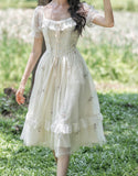 Lovefery Rosemary Embroidered Tulle Fairycore Dress