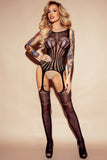 Lovefery Lace Mesh Strappy Cutout Open Crotch Body Stockings