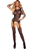 Lovefery Lace Mesh Strappy Cutout Open Crotch Body Stockings