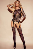 Lovefery Lace Mesh Strappy Cutout Open Crotch Body Stockings