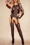 Lovefery Lace Mesh Strappy Cutout Open Crotch Body Stockings