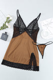 Lovefery Lace Spice Satin Babydoll With Slit