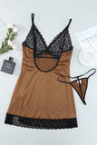 Lovefery Lace Spice Satin Babydoll With Slit