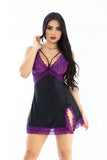 Lovefery Lace Spice Satin Babydoll With Slit