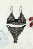 Lovefery Leopard Print Lace Splicing Bra And Panty Set