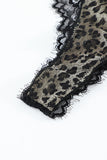 Lovefery Leopard Print Lace Splicing Bra And Panty Set