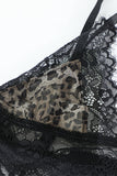 Lovefery Leopard Print Lace Splicing Bra And Panty Set