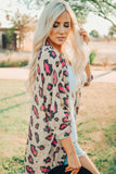 Leopard Print Open Front Long Sleeve Kimono