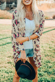 Leopard Print Open Front Long Sleeve Kimono