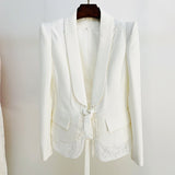 White Winter Pants and Blazer Two Piece Set