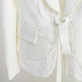 White Winter Pants and Blazer Two Piece Set