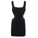 Lovefery Slim Pearl Cut Out Mini Dress