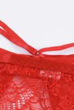 Lovefery Red Lace Strappy Garter Belt With Thong