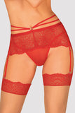 Lovefery Red Lace Strappy Garter Belt With Thong