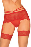 Lovefery Red Lace Strappy Garter Belt With Thong