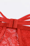 Lovefery Red Lace Strappy Garter Belt With Thong