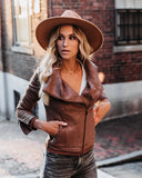 Slick Chick Coated Faux Leather Moto Jacket - Taupe