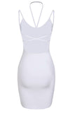 lovefery Sparkly Butterfly Rhinestone Halter Cocktail Party Mini Dress - White