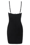 Lovefery Sparkly Crystal Petal Embellished Bandage Slip Mini Dress - Black