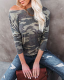 Stand For Something Camo Knit Top