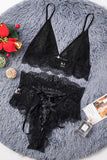 Lovefery Strappy Lace Bralette High Waist Lace Up Panty Set