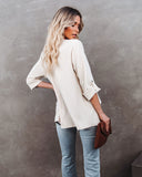 Streamline Pocketed Textured Blazer - Natural