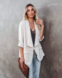 Streamline Pocketed Textured Blazer - Natural