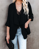 Streamline Pocketed Textured Blazer - Black