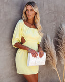 Sundance Linen Blend Off The Shoulder Cutout Dress - Yellow