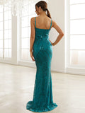 Lovefery Temperament Deep V-Neck Sequined Party Evening Dress