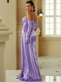 Lovefery Temperament Banquet Boat Neck Backpack Buttocks Fishtail Bridesmaid Dress Evening Dress