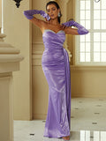 Lovefery Temperament Banquet Boat Neck Backpack Buttocks Fishtail Bridesmaid Dress Evening Dress