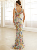 Lovefery Temperament Party V-Neck Sequin Banquet Fishtail Small Trailing Evening Dress