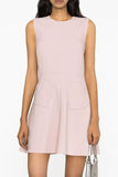 Lovefery Sweet Crew Neck Sleeveless Heart Pocket Skater Mini Dress - Light Pink