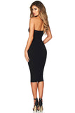 Lovefery Sweetheart One Shoulder Bodycon Midi Cocktail Party Dress - Black