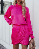 Take A Chance On Love Satin Blouse - Fuchsia