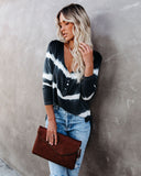 Take Me Anywhere Tie Dye Knit Henley Top - Charcoal