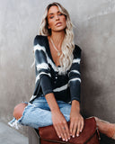 Take Me Anywhere Tie Dye Knit Henley Top - Charcoal