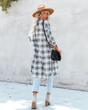 Tanja Pocketed Plaid Button Down Shacket - Black