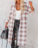 Tanja Pocketed Plaid Button Down Shacket - Copper