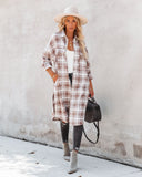 Tanja Pocketed Plaid Button Down Shacket - Copper