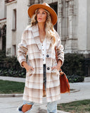 Tarrytown Pocketed Plaid Coat - Taupe