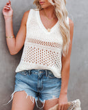 Lovefery Thar Desert Sleeveless Knit Top - Off White