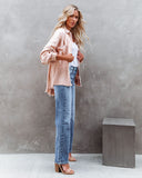 Thinking Out Loud Cotton Distressed Denim Jacket - Rose