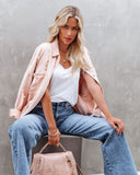 Thinking Out Loud Cotton Distressed Denim Jacket - Rose