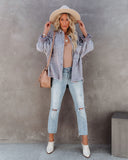 Thinking Out Loud Cotton Distressed Denim Jacket - Violet